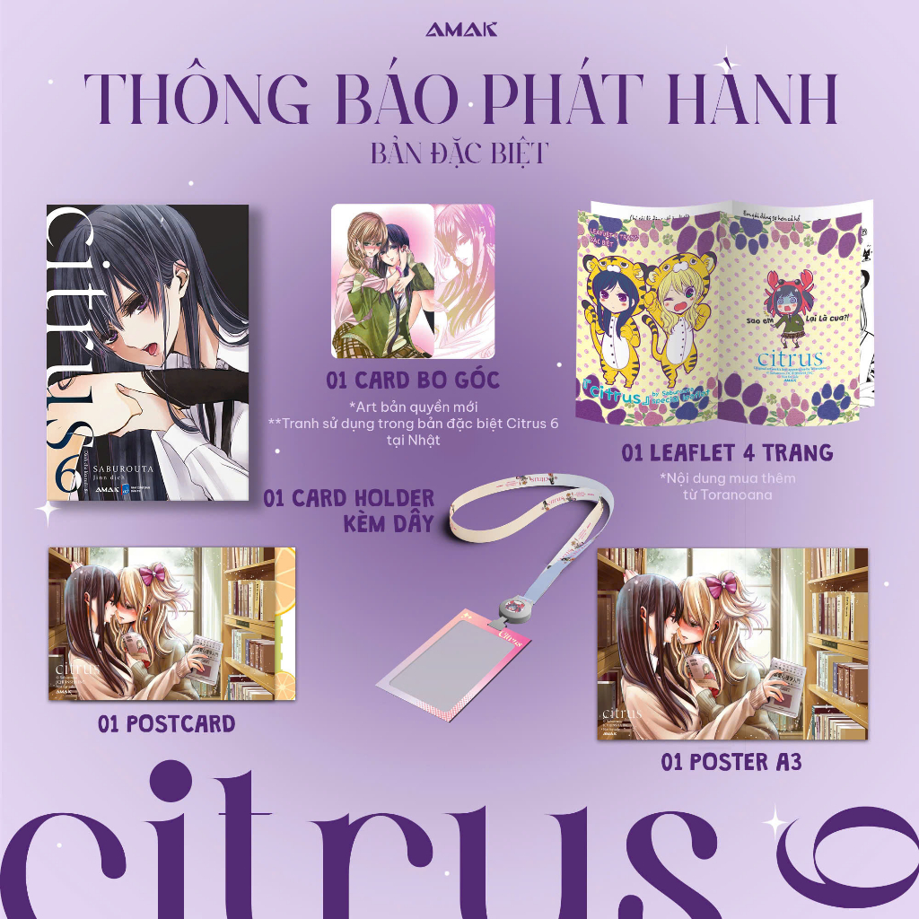 [Phụ Kiện Postcard + Leaflet + Card + Poster] Bản Đặc Biệt - CITRUS - Saburouta - Tập 6 - F Bookmark