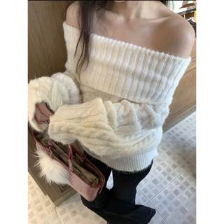  Áo Len Ulzzang Trễ Vai Vặn Thừng LALADUDU-A01 Dày Dặn Ấm Áp Mềm Mại Mùa Đông Cho Nữ 