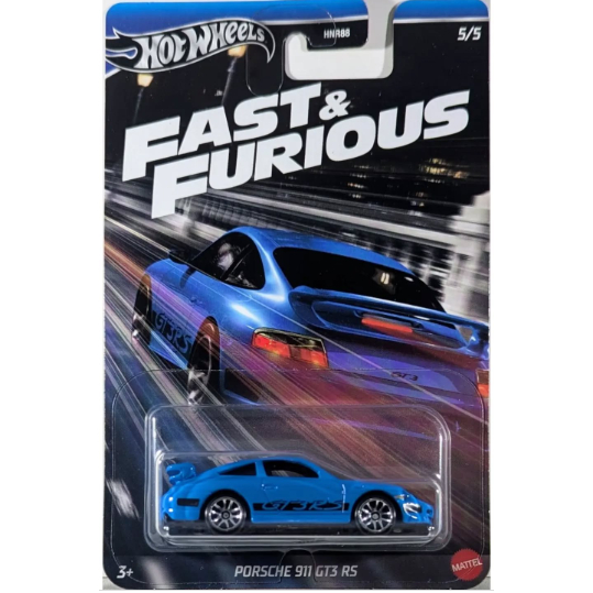 Xe mô hình tỉ lệ 1:64 CHÍNH HÃNG Hot Wheels Porsche 911 GT3 RS Fast and Furious xanh dương