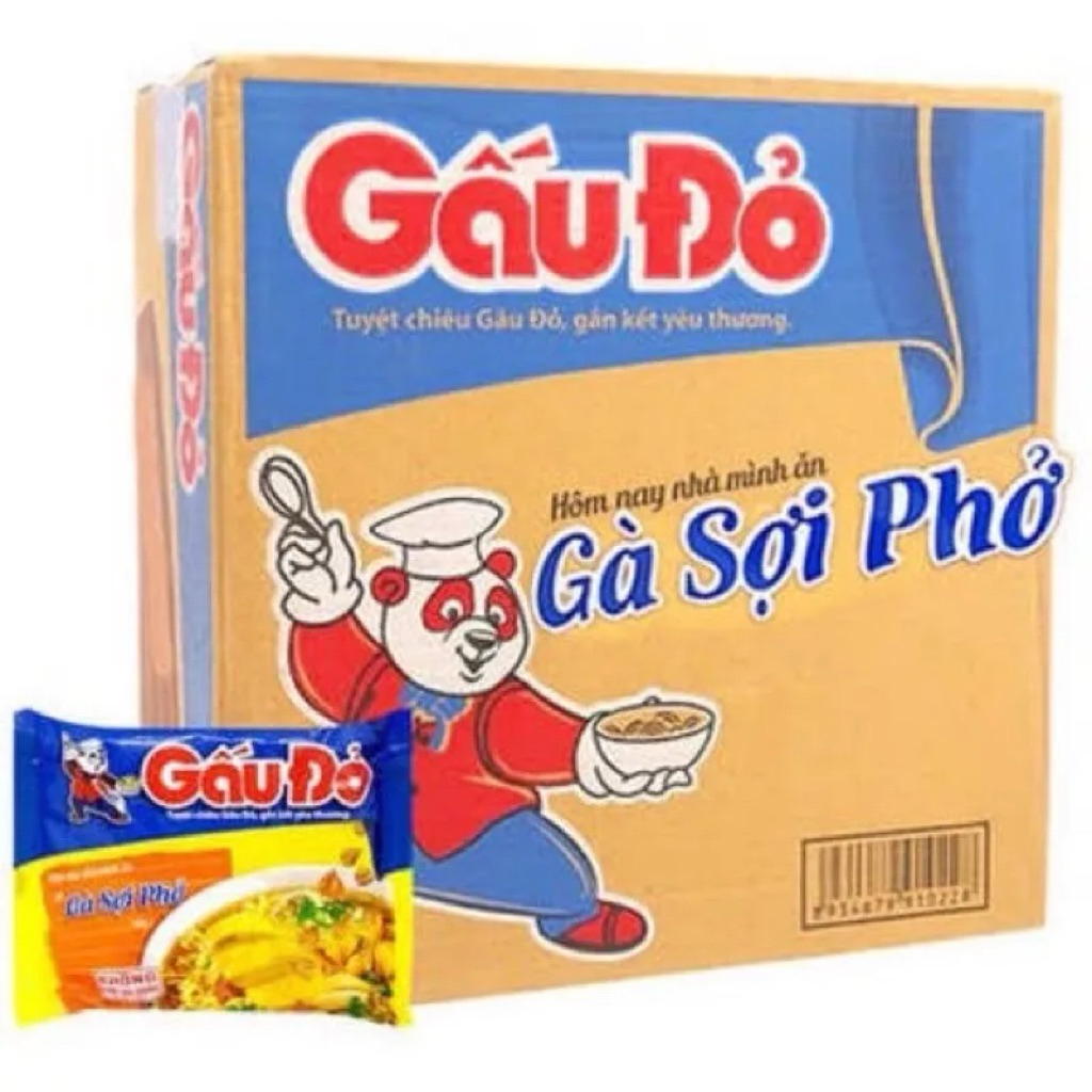 Thùng 30 gói mì gấu đỏ gà sợi phở