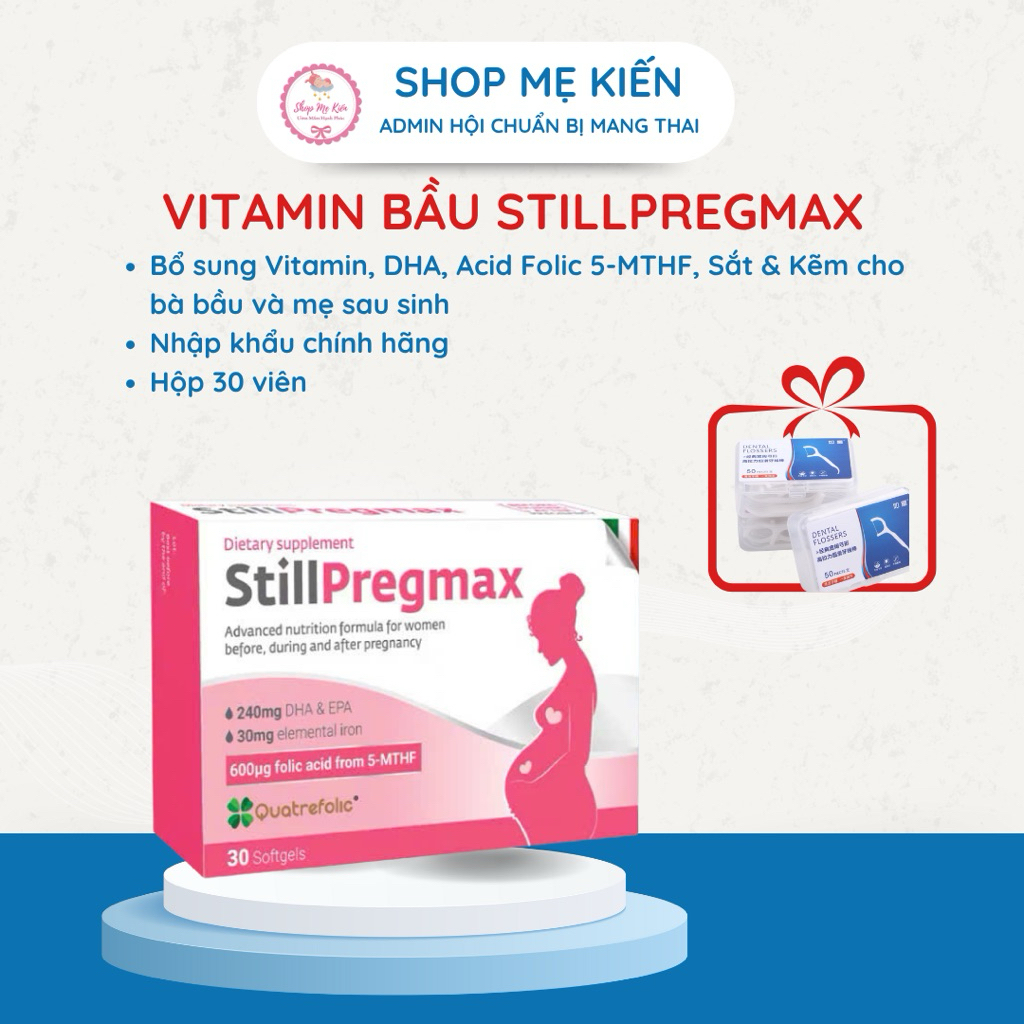 Viên uống Vitamin bầu StillPregmax - Bổ sung Vitamin, DHA, Acid Folic 5-MTHF, Sắt & Kẽm cho Bà bâu v