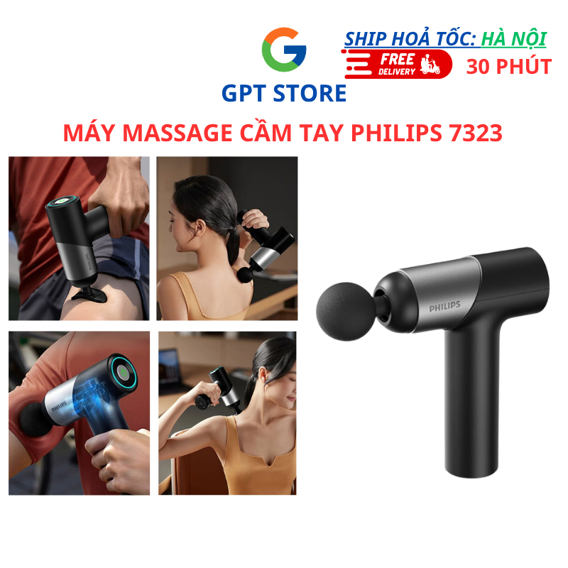 Súng Massage Cầm Tay Philips PPM7323 – Giảm Đau Cơ, 4 Đầu Thay, 20 Cấp Độ, Chính Hãng - BH 12 Tháng
