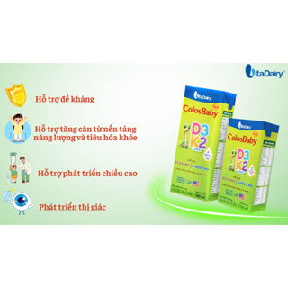 [HSD T4-2026] [Kèm Quà + Thẻ] Thùng 48 Hộp Sữa Pha Sẵn Vitadairy ColosBaby Gold D3K2 110ml.