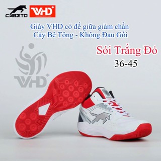  Giày bóng chuyền hơi cổ cao nam VHD sói đầu đàn trắng đỏ cày sân bê tông tăng hỗ trợ sức bật tốt 