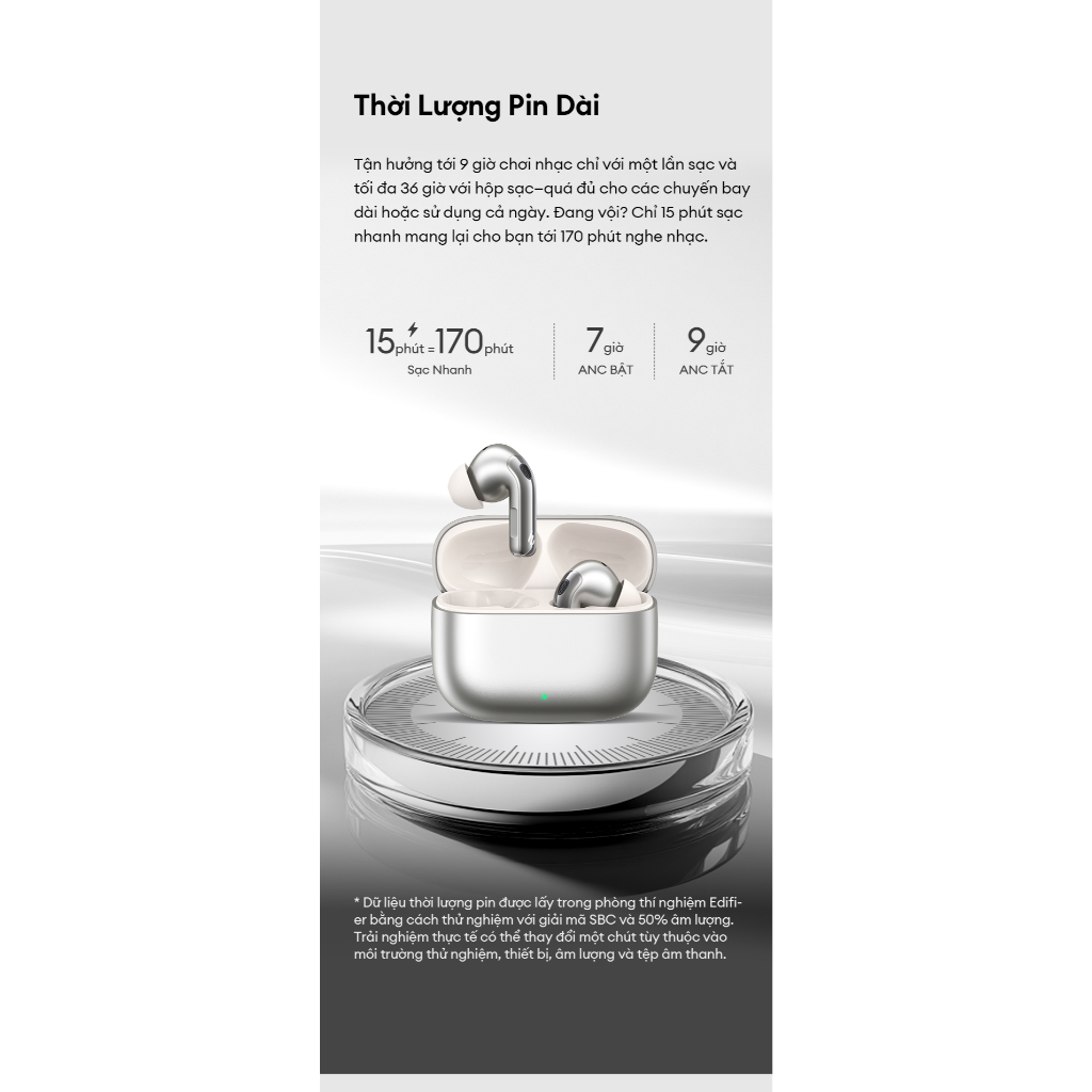 Tai Nghe Bluetooth Nhét Tai EDIFIER EVOBUDS PRO | Chống Ồn Chủ Động | Thời Gian Sử Dụng Tới 36H | Bảo Hành 15 Tháng | BigBuy360 - bigbuy360.vn