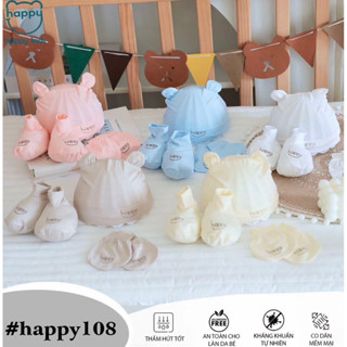 Hàng mới về siêu hót ( Combo 3 - Combo 5 ) Set Mũ Kèm Bao Tay Bao Chân Cho Bé Sơ Sinh, Thấm Hút Mềm Mịn An Toàn Cho Bé