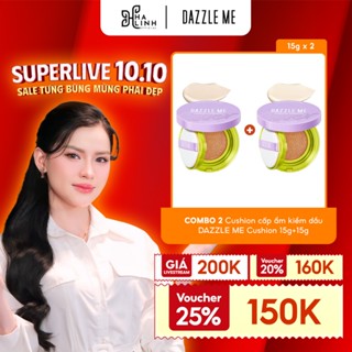 [VHL x DAZZLE ME] COMBO 02 Cushion cấp ẩm kiềm dầu lâu trôi DAZZLE ME Cushion Kiểm soát dầu che phủ mịn lì 15g+15g