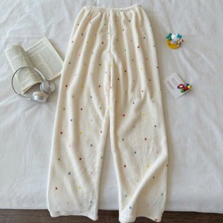  Quần ngủ dài lông cừu mềm mịn pijama mặc nhà họa tiết hoạt hình cute dễ thương nữ tính thu đông 079 