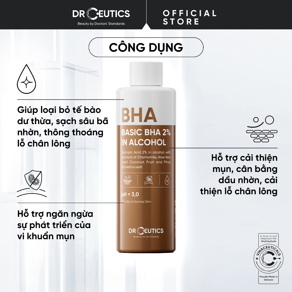 DRCEUTICS Dung Dịch Loại Bỏ Tế Bào Chết Basic BHA 2% In Alcohol - Nền Cồn (100ml - 200ml) | BigBuy360 - bigbuy360.vn