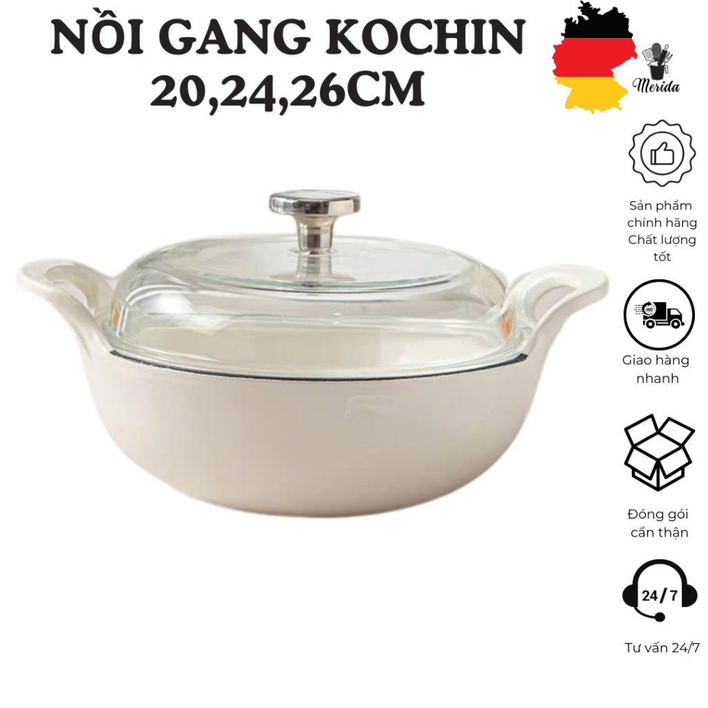 Nồi gang tráng men Reichmann Kochin, nồi hầm, nồi gang tráng gương, nồi gang đúc, nồi gang bếp từ