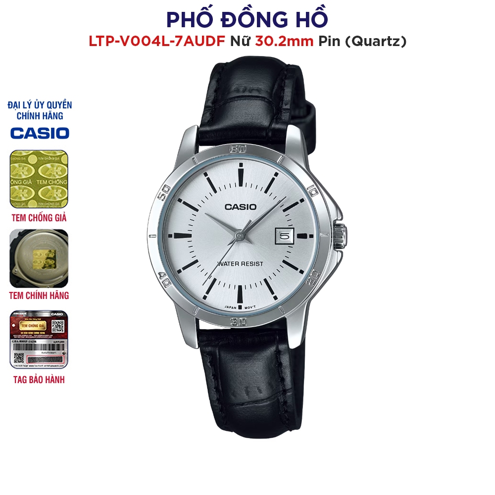 Đồng hồ nữ dây da Casio chính hãng Anh Khuê LTP-V004L-7AUDF