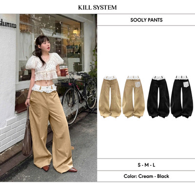 Quần kaki ống rộng phối ren SOOLY  - 𝐊𝐈𝐋𝐋 𝐒𝐘𝐒𝐓𝐄𝐌