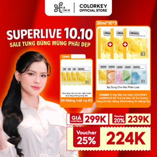 [Võ Hà Linh x Colorkey] COMBO 3 Hộp Mặt Nạ Giấy COLORKEY LUMINOUS B3 Thế Hệ Mới 30ml/miếng tặng kèm 4 miếng mặt nạ B3