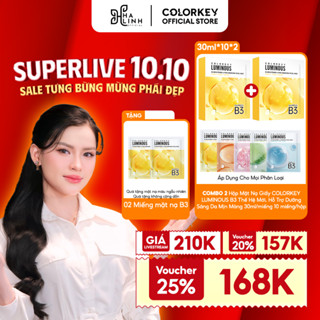 [Võ Hà Linh x Colorkey] COMBO 2 Hộp Mặt Nạ Giấy COLORKEY LUMINOUS B3 Thế Hệ Mới 30ml/miếng Tặng kèm 2 miếng mặt nạ B3
