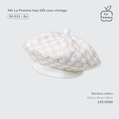 Mũ La Pomme họa tiết caro vintage - Sợi Bamboo Cotton mềm mại, hỗ trợ kháng khuẩn – Bé trai
