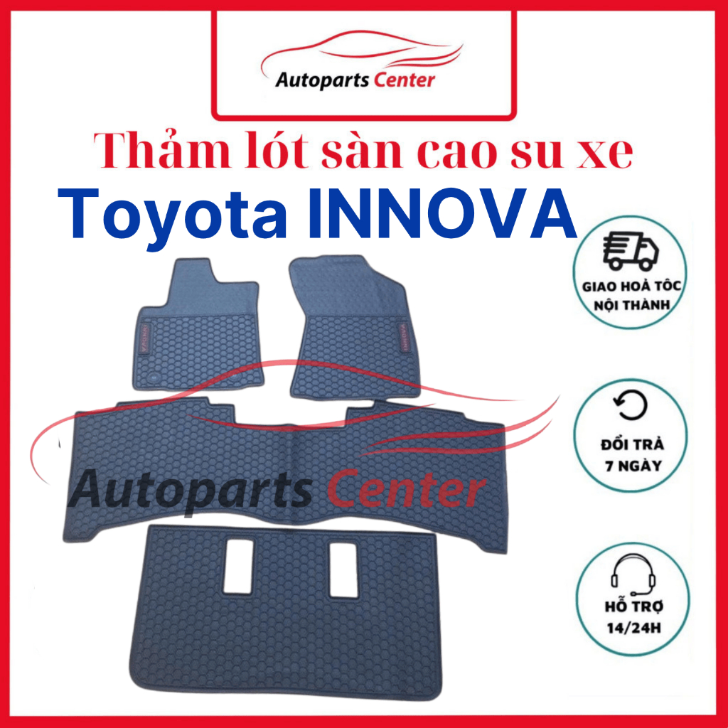 Thảm lót sàn cao su xe Innova 2007 đến 2021, 2022, 2023 - màu đen , lót sàn cao su ô tô không mùi