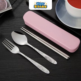 Bộ Ăn Inox Văn Phòng Cá Nhân – Gồm Muỗng, Nĩa, Đũa – Có Hộp Đựng Gọn, Sang Trọng.