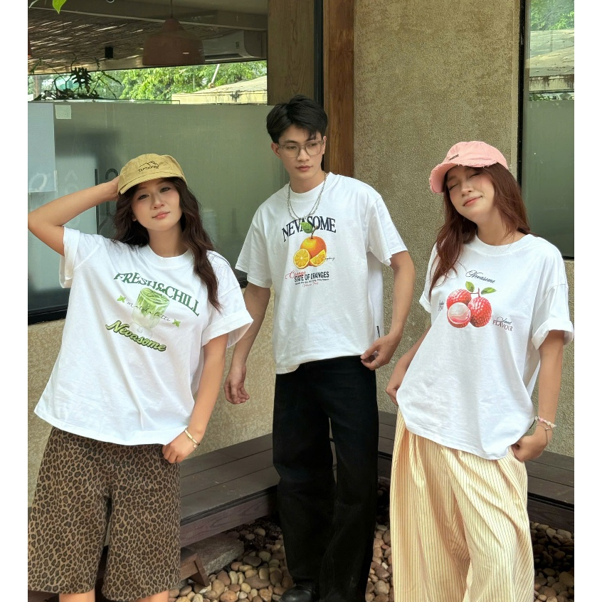 Áo Thun Boxy Fun And Fruits Cotton 250gsm Local Brand Nevasome Tay Lỡ Form Boxy Rộng Nam Nữ Menswear