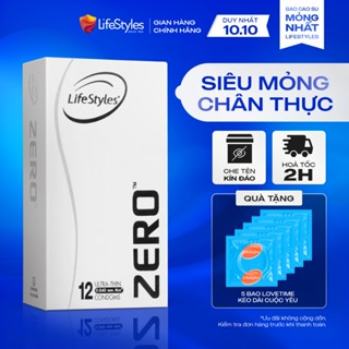 Bao cao su  Lifestyles Zero Ultra Thin siêu mỏng, nhiều gel bôi trơn hộp 3 bcs/12 bcs
