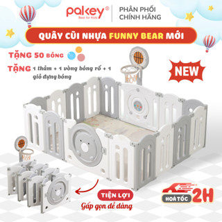 [NEW 2025] Quây Cũi Nhựa Cho Bé Funny Bear, Quây Cũi Nhựa Gấp Gọn Cho Bé TẶNG Bóng + Thảm + Đồ Chơi Bóng Rổ Cực Thích