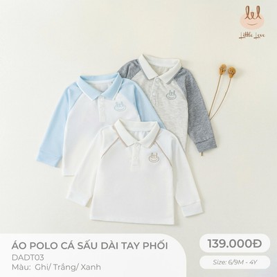 Áo Polo cá sấu dài tay phối dành cho bé Lil Little Love (DADT03)
