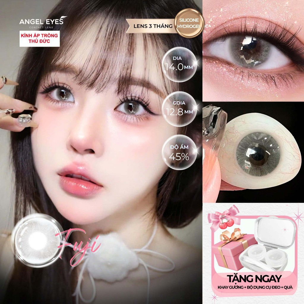 Lens xám tây Angel Eyes Fuji Gray có cận - GDia 12.8mm - Độ cận 0-8