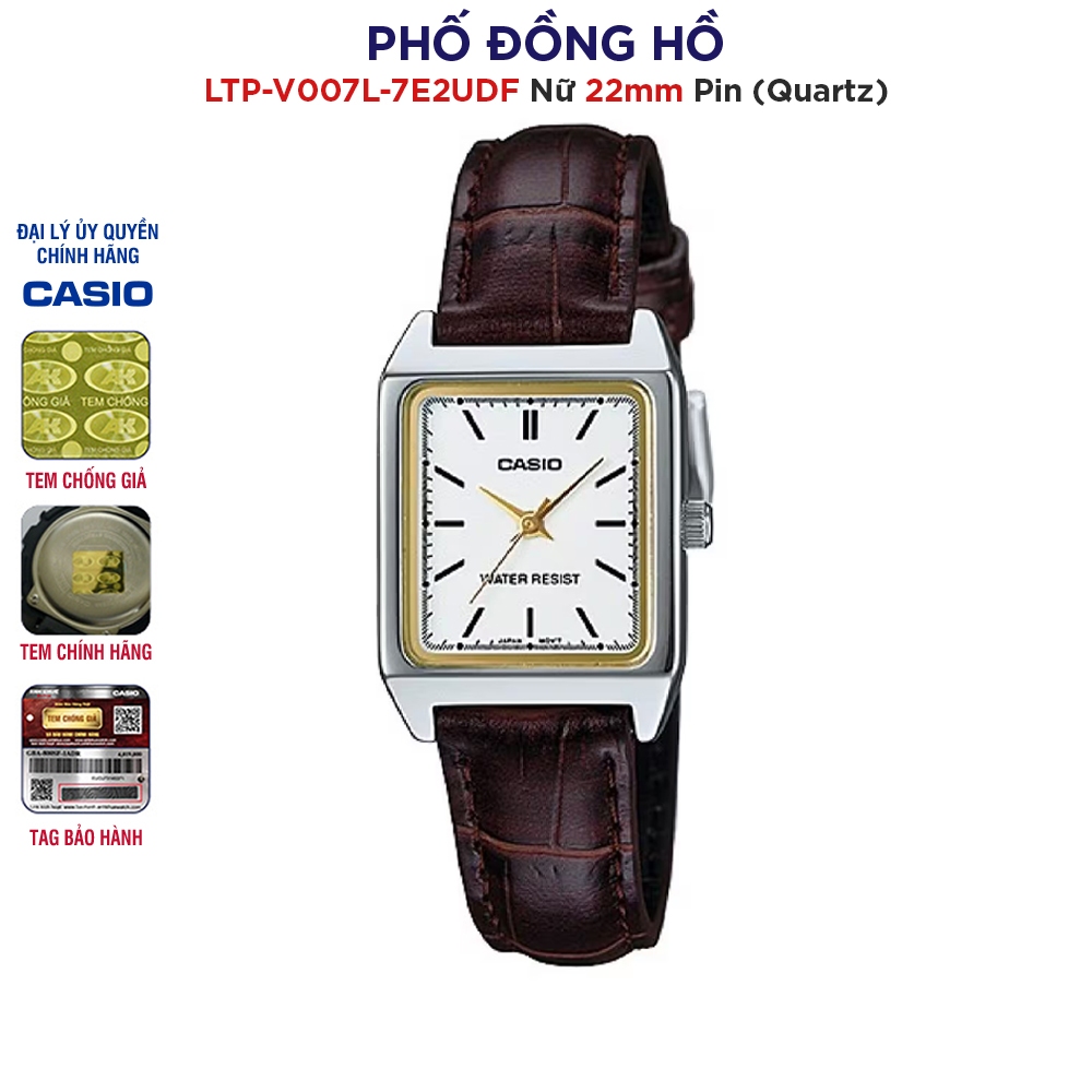 Đồng hồ nữ dây da Casio chính hãng Anh Khuê LTP-V007L-7E2UDF