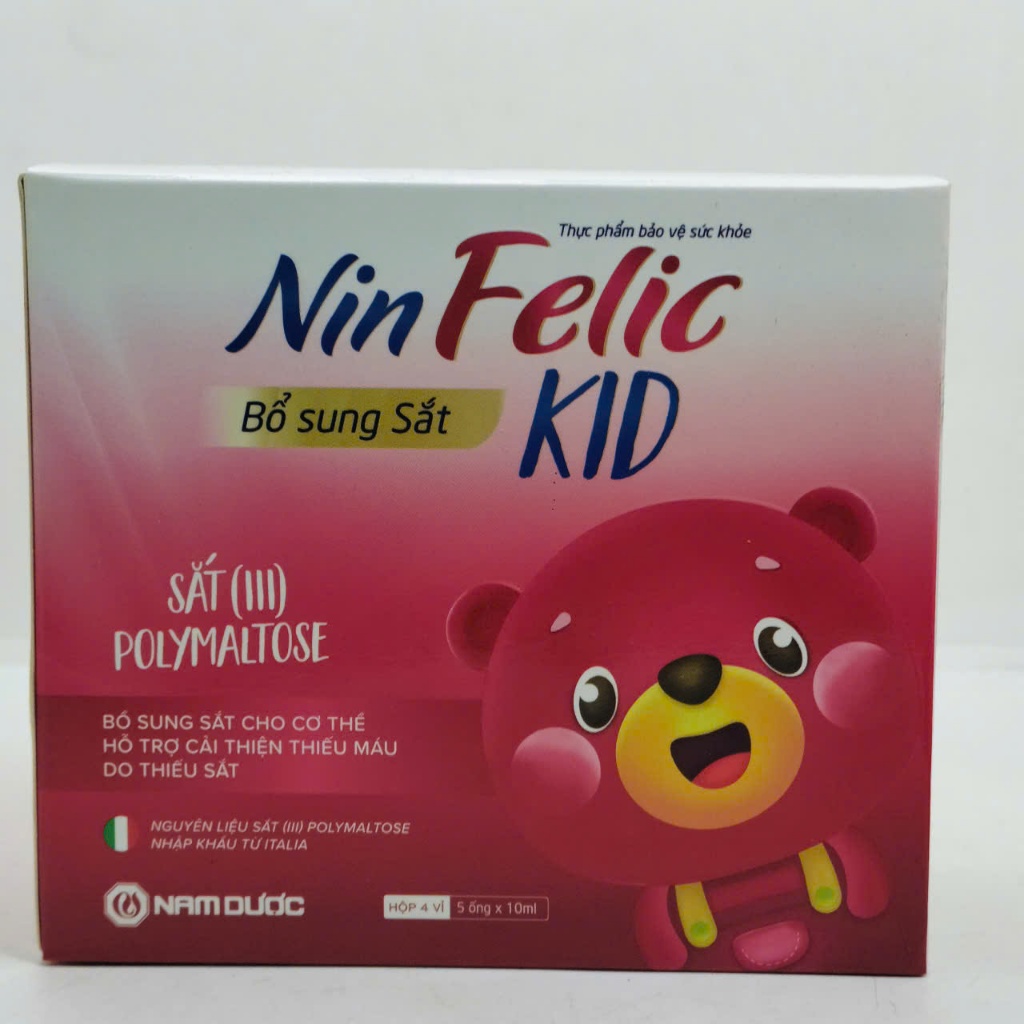 NIN FELIC KID BỔ SUNG SẮT HỮU CƠ DẠNG NƯỚC CHO BÉ HỘP 20 ỐNG
