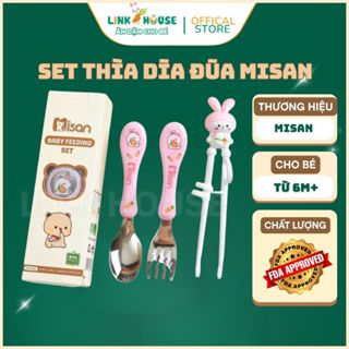  Bộ Thìa Dĩa Đũa Misan Tập Ăn Dặm  Inox 304 Cho Bé Giúp Bé Tập Xúc Và Tập Gắp 