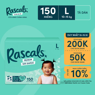 Thùng Tã/Bỉm Dán Rascals Size L (10-15kg) 150 miếng