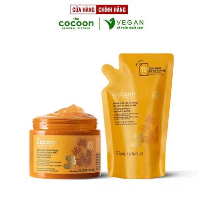 Combo 1 Hũ Tẩy da chết cơ thể đường thốt nốt An Giang Cocoon 200ml + 1 Túi Refill Tẩy da chết đường thốt nốt 200ml