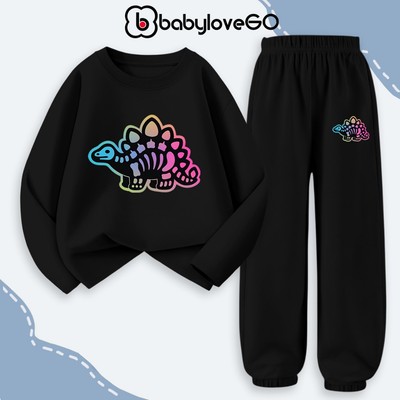 Đồ bộ dài tay bé trai BabyloveGO BST Khủng Long mới 2026 bộ thu đông cho bé chất thun cotton mềm mịn thoáng mát BD-KL50