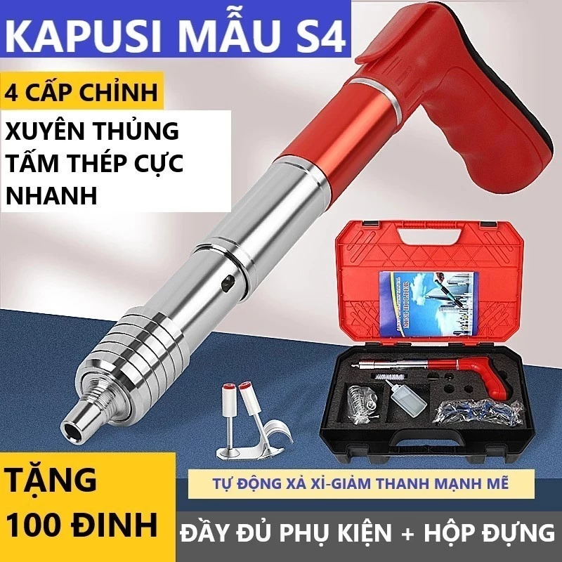[Không cân khoan -tặng đinh] Máy Bắn Đình Hạt Nổ KAPUSI Mẫu Mới Nhất 2025 Bê Tông, súng bắn đinh
