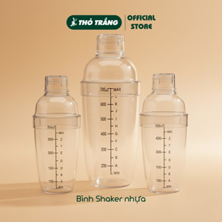 Bình lắc Shaker pha chế nhựa chia vạch đen hàng cao cấp (350ml, 530ml, 700ml)