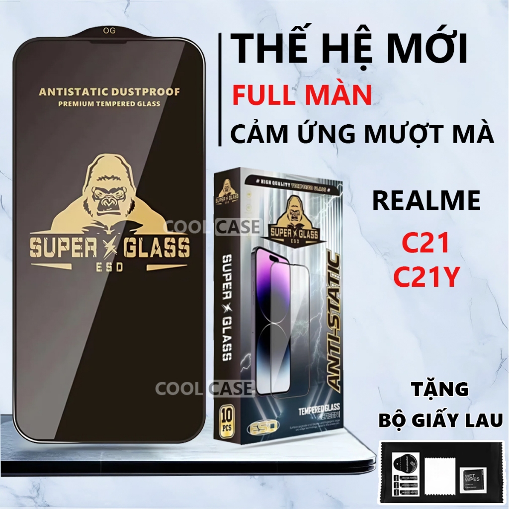 Kính cường lực cao cấp Realme C21/ C21Y/ C25Y cảm ứng mượt mà, full màn-Cool Case