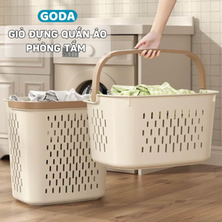 Giỏ Đựng Quần Áo Bẩn Để Nhà Tắm Đa Năng, Giỏ Đựng Đồ Có Quai Xách Chất Liệu Nhựa PP Tiện Lợi GODA