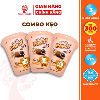  Combo 3 Gói Kẹo Trà Sữa Trân Châu POPIT 72g | Đồ ăn vặt 