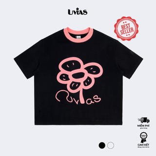  Áo thun Boxy Tay Ngắn UVIAS Lovily Garden Big Boxy Nam-Nữ 100% Cotton Cao Cấp - 5 màu phối cổ 