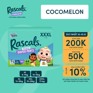 Tã/Bỉm Quần Rascals Cocomelon Size M / L / XL/ XXL/ XXXL- Kèm sách tô màu (Ngẫu nhiên)