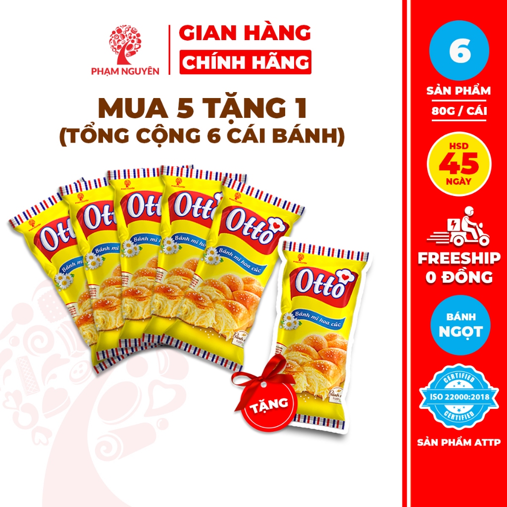 [MUA 5 TẶNG 1] Tổng cộng 6 Gói Bánh mì Hoa Cúc Mini Otto Phạm Nguyên - Otto Mini Brioche Tressée 80g