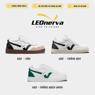 Giày Sneaker Unisex Leonerva 808 VS2 - Đế Nâu, Trắng Đen, Vạch Xanh Lá