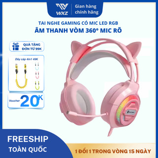  Tai Nghe Gaming Có Mic LED RGB Chụp Tai Jack 3.5mm Tai Nghe PC Âm Thanh Vòm360° Mic Rõ Dùng Cho Laptop 