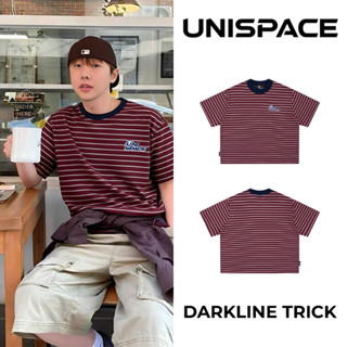 Áo thun local brand cotton sọc thêu By UniSpace tay lỡ form rộng unisex oversize nam nữ Darkline Trick