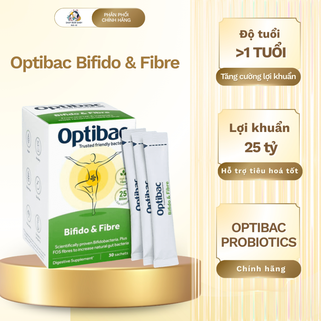 Thực phẩm bảo vệ sức khỏe Men vi sinh Optibac Bifido & Fibre 30 gói/hộp