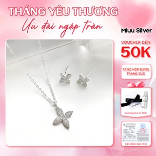 Set dây chuyền bạc và bông tai bạc 925 Miuu Silver hoa Tử Đinh Hương Lilac