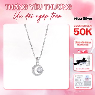 Dây chuyền bạc nữ Miuu Silver, vòng cổ nữ hình mặt trăng đính đá Mystery Moonie