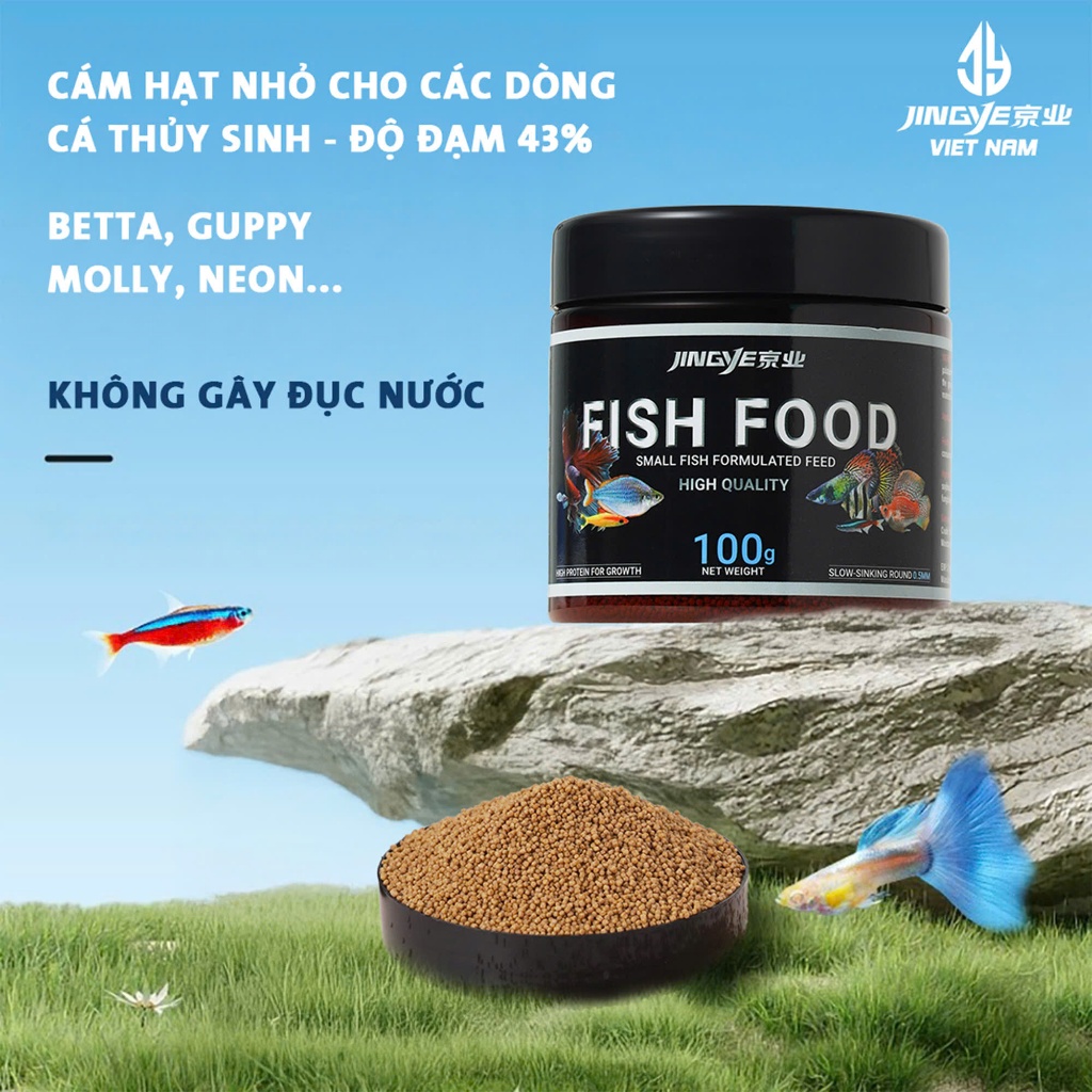 Cám JINGYE - Thức Ăn Cao Cấp Cho Cá Molly Guppy & Cá thủy Sinh . Đạm Cao Cá Lên Màu Đẹp