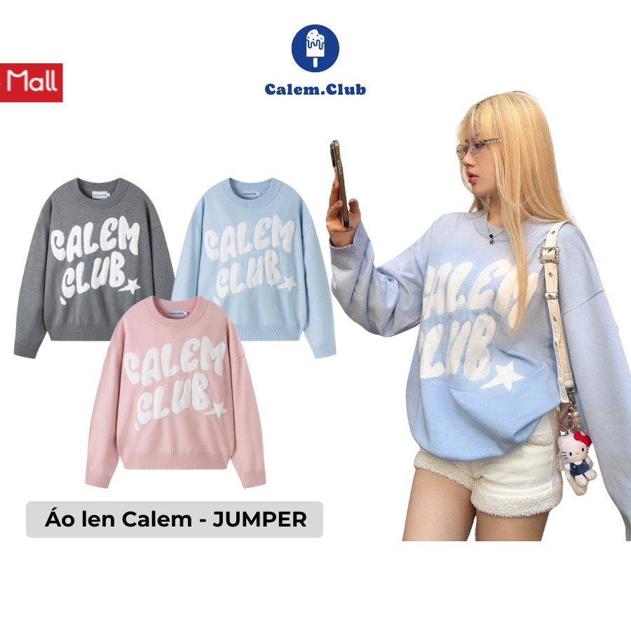 Áo len tay dài CALEM CLUB JUMPER chất len dệt kim Premium cổ tròn form rộng unisex nam nữ thu đông | BigBuy360 - bigbuy360.vn