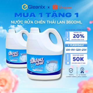   MUA 1 TẶNG 1  Nước Rửa Chén Lipon Không Mùi Can 3600ml-Hàng Nhập Chính Hãng Thái Lan-Sạch Dầu Mỡ An Toàn Cho Da 