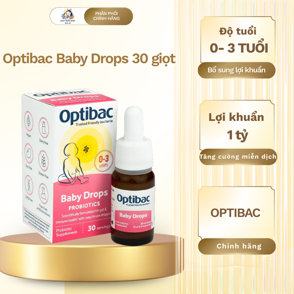 Men vi sinh cho bé Optibac Baby Drops hỗ trợ tăng cường miễn dịch dành cho trẻ 0 đến 3 tuổi lọ 10ml